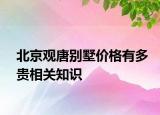 北京观唐别墅价格有多贵相关知识