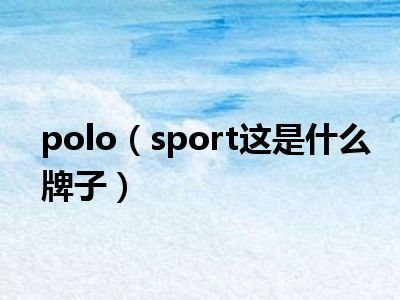 polo（sport这是什么牌子）