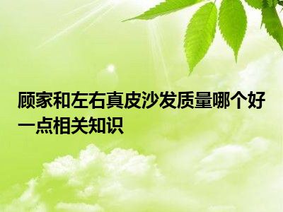 顾家和左右真皮沙发质量哪个好一点相关知识