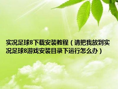 实况足球8下载安装教程（请把我放到实况足球8游戏安装目录下运行怎么办）