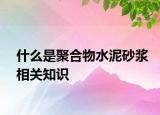 什么是聚合物水泥砂浆相关知识