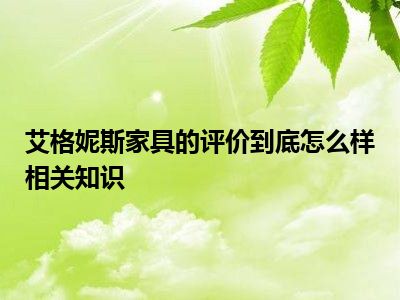 艾格妮斯家具的评价到底怎么样相关知识