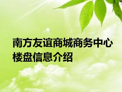 南方友谊商城商务中心楼盘信息介绍