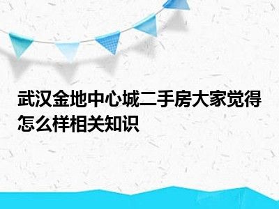 武汉金地中心城二手房大家觉得怎么样相关知识