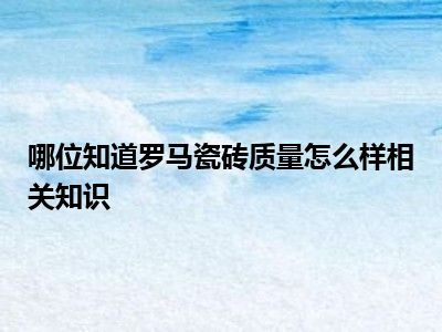 哪位知道罗马瓷砖质量怎么样相关知识