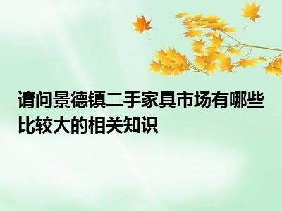 请问景德镇二手家具市场有哪些比较大的相关知识